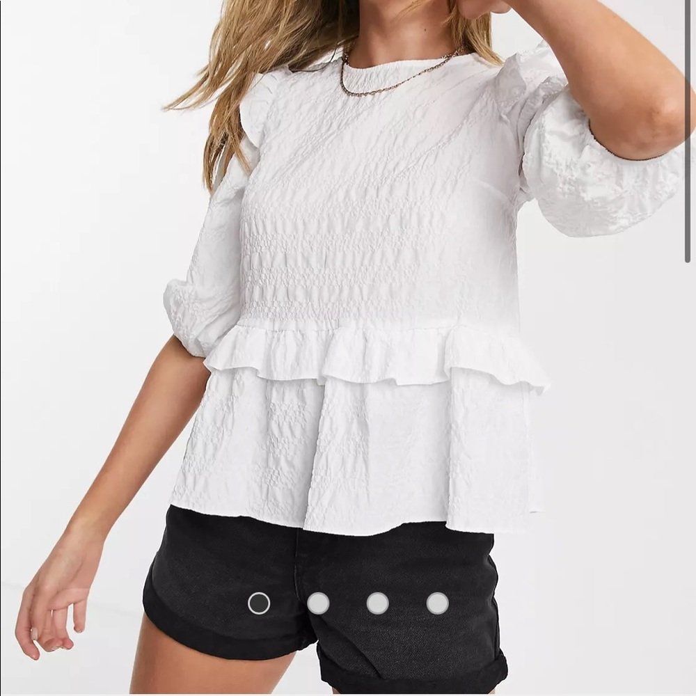 ASOS New Look Peplum blouse in white